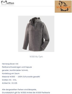 W 300, mufflon, mufflon.com, tjark, pullover, jacke, jacket